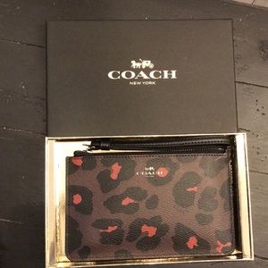 Coach Small Wristlet - Leopard Style Oxblood Color